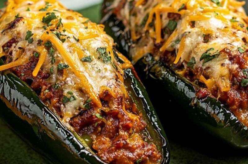 Poblano Stuffed with Chorizo, Shrimp and Rice