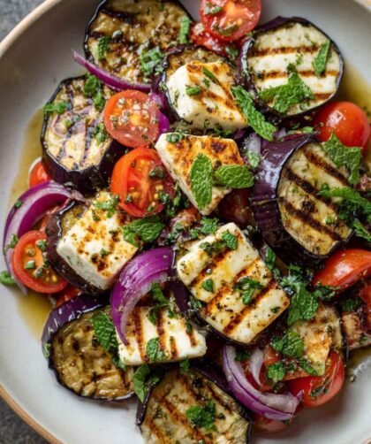 Grilled Eggplant Salad with Halloumi