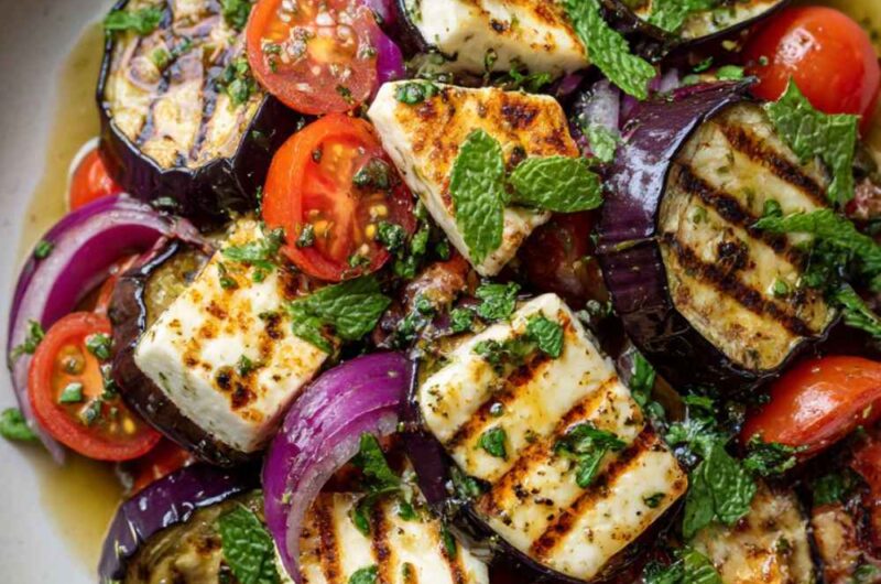Grilled Eggplant Salad with Halloumi