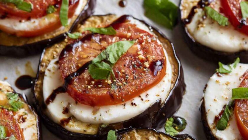 Roasted Eggplant Caprese Salad Recipe